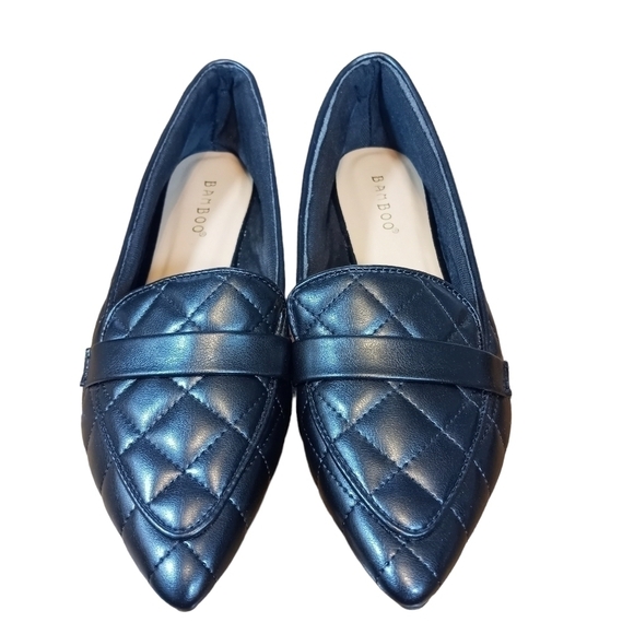 BAMBOO Shoes - BAMBOO Justify 80 quilted pointed toe slip on loafer black size 7 1/2